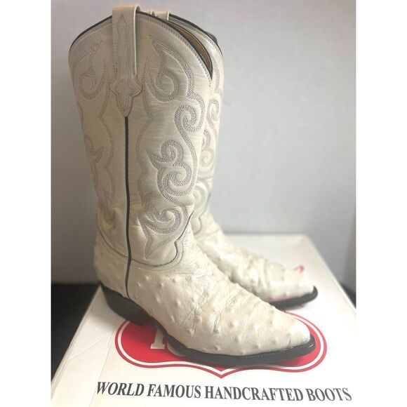 RARE🔥 RUDEL Ivory Goat Ostrich Cowboy Leather Boots Men's Size 7.5 EEWestern - Picture 6 of 15